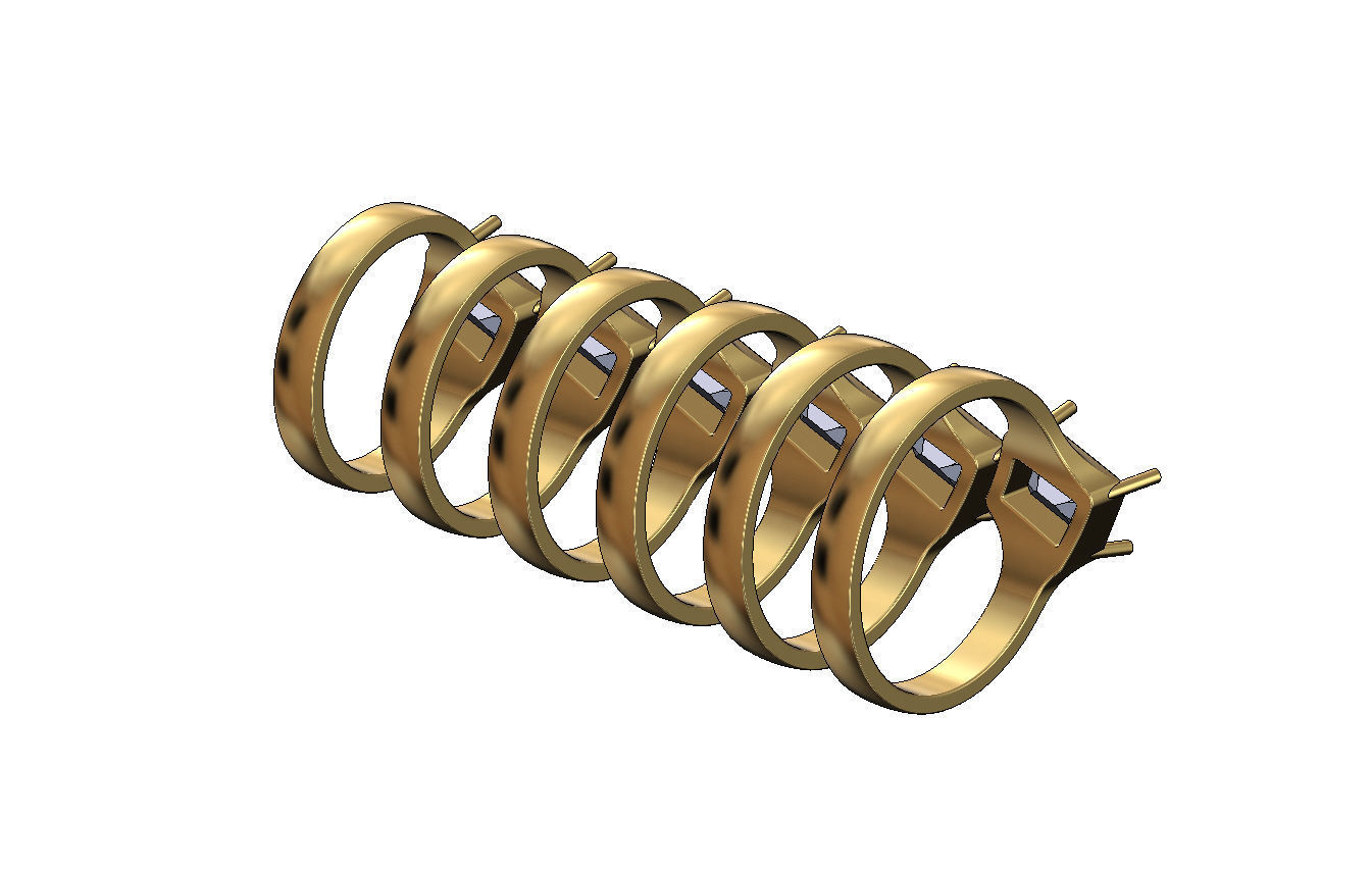 Tilted emerald 8x6mm diamond solitaire ring US size 7to12 3D print model_4