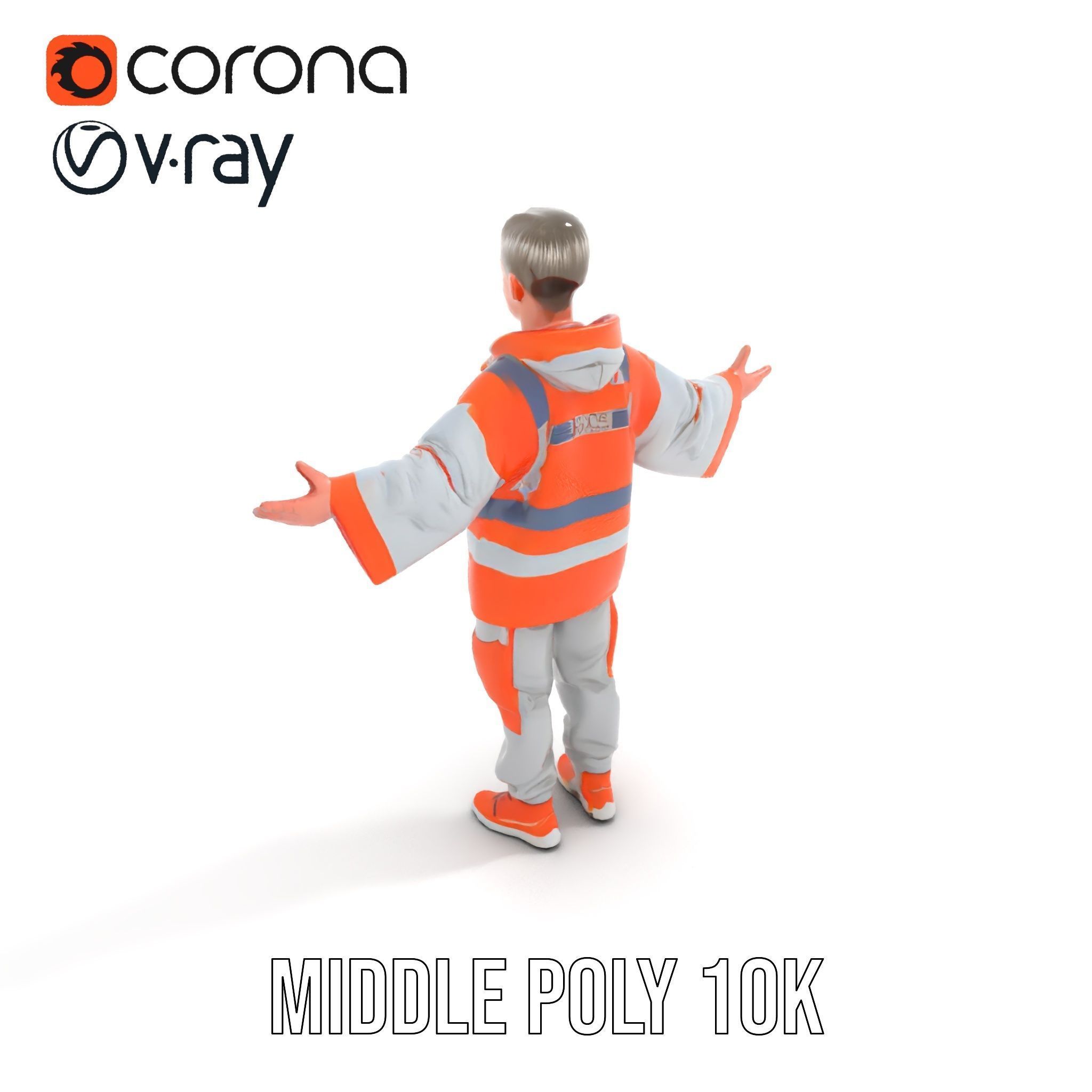 D Character Model Rigged and Animated Short Haired Explorer Low-poly 3D model_19