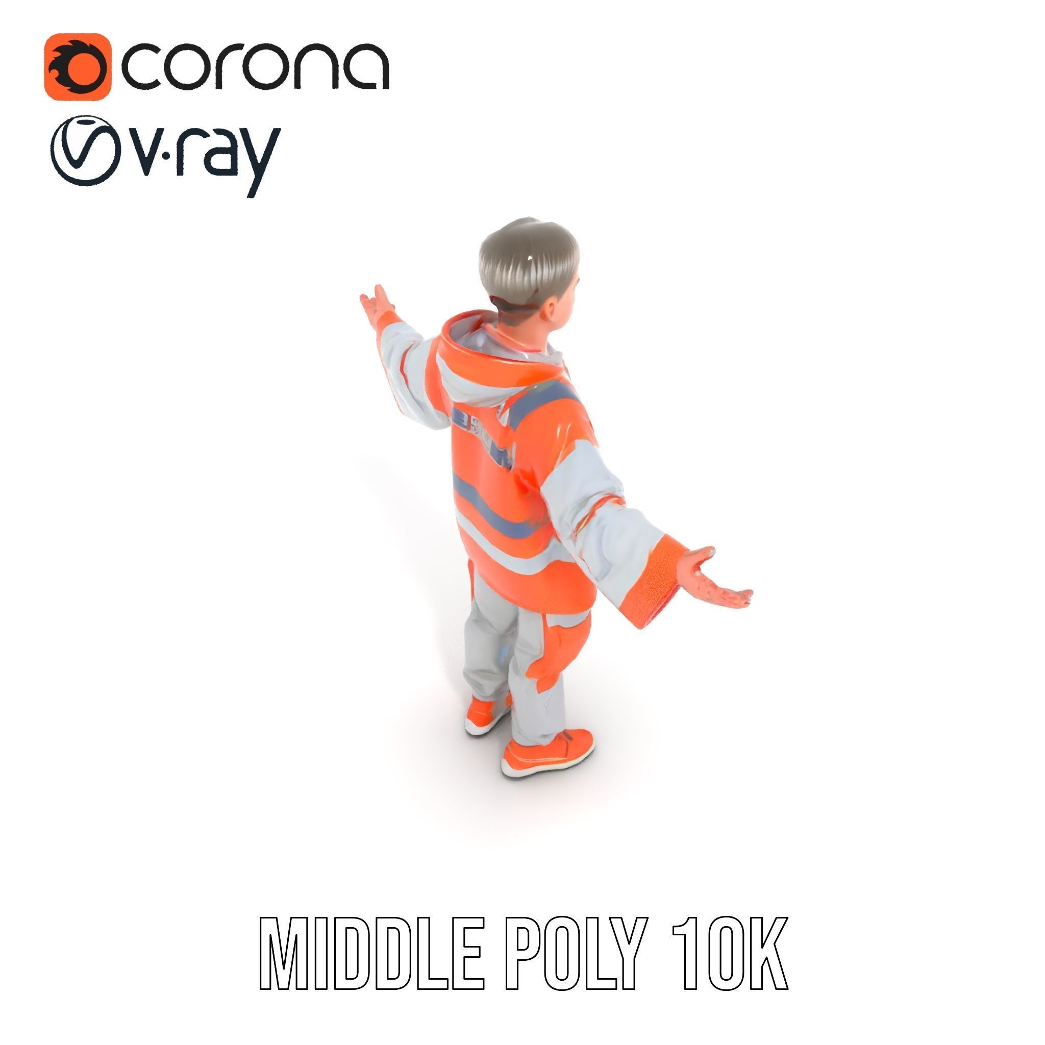 D Character Model Rigged and Animated Short Haired Explorer Low-poly 3D model_13