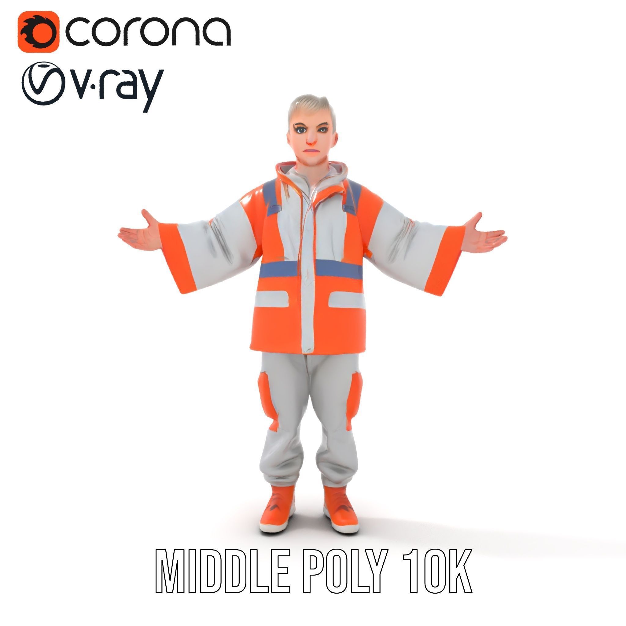 D Character Model Rigged and Animated Short Haired Explorer Low-poly 3D model_10