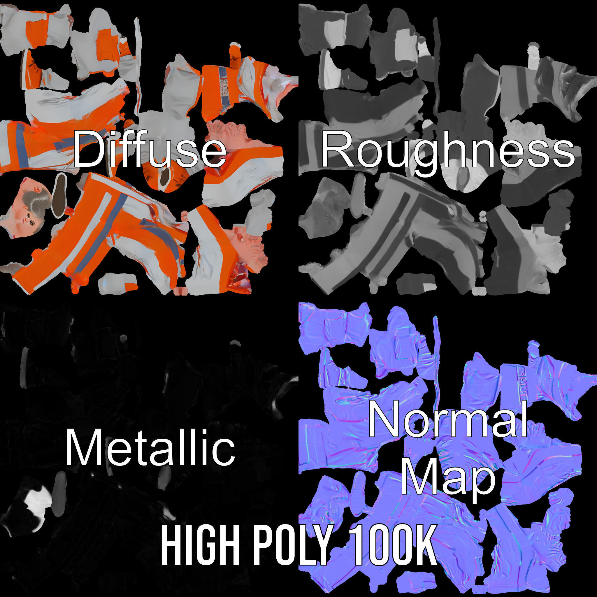 D Character Model Rigged and Animated Short Haired Explorer Low-poly 3D model_3