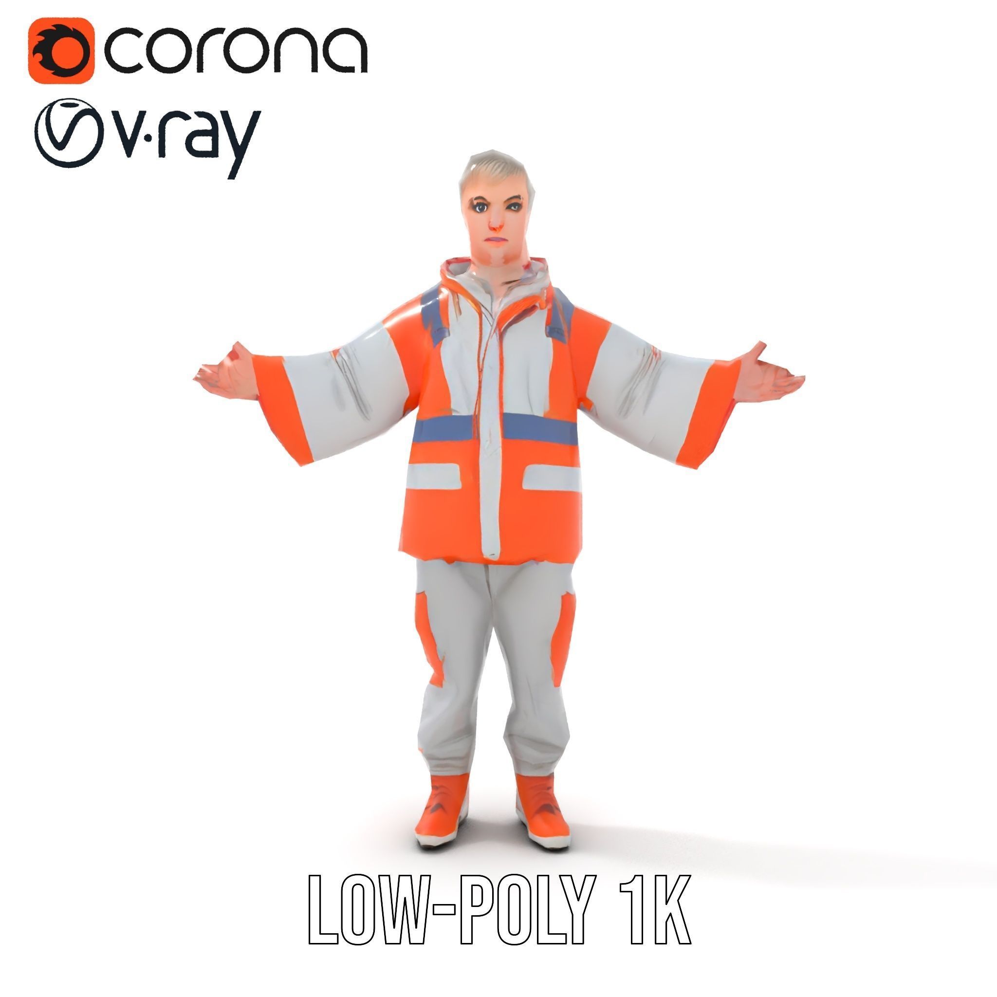 D Character Model Rigged and Animated Short Haired Explorer Low-poly 3D model_28