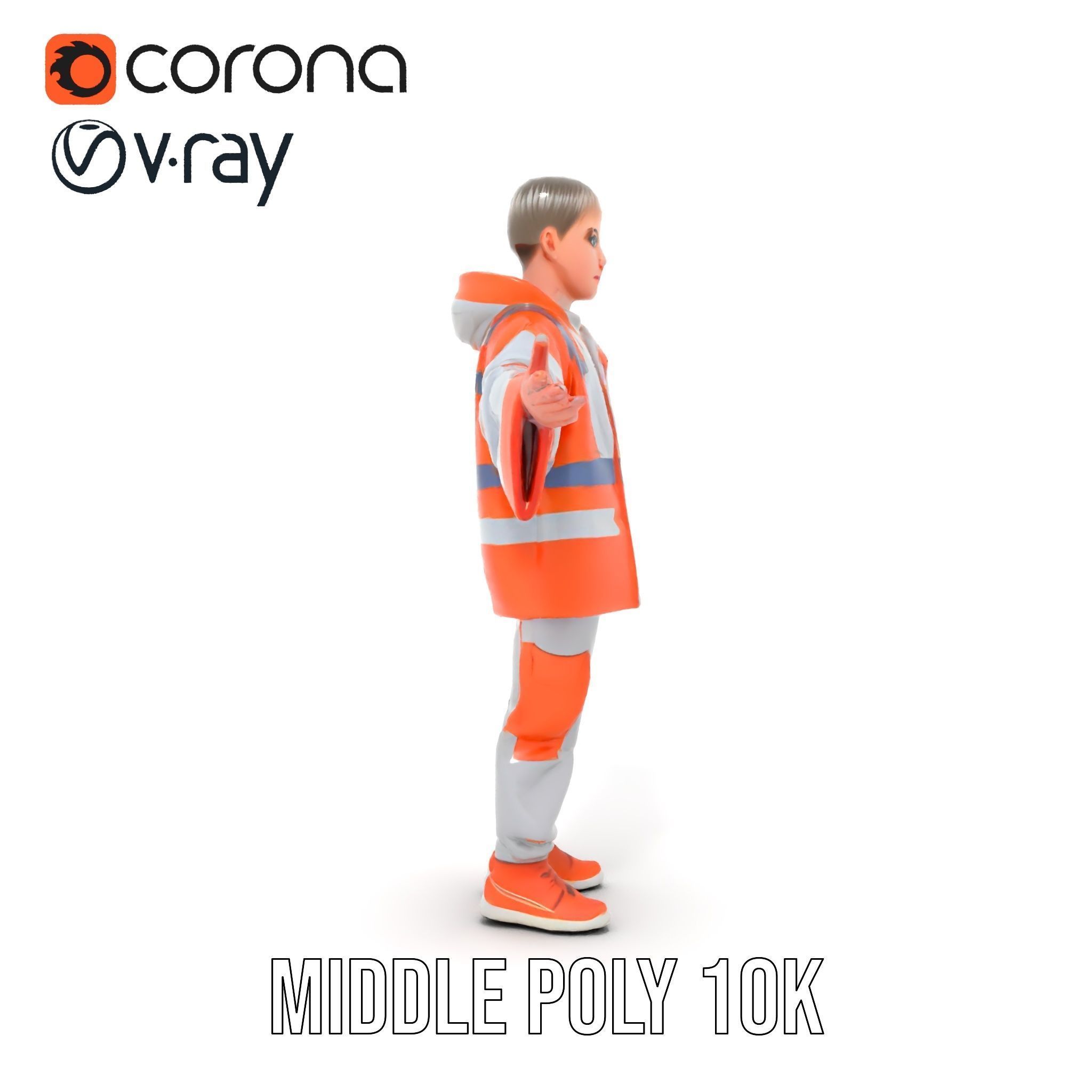 D Character Model Rigged and Animated Short Haired Explorer Low-poly 3D model_27