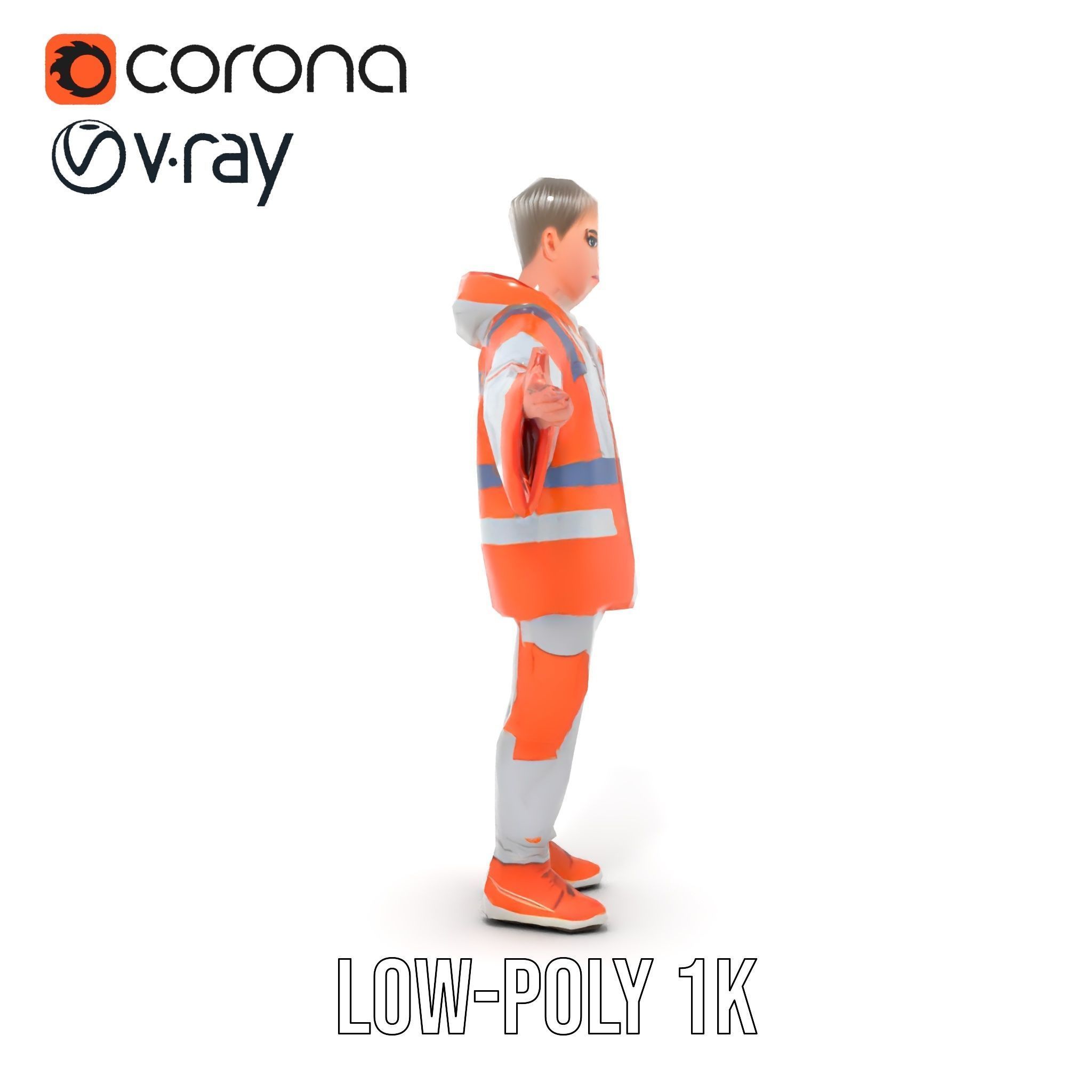 D Character Model Rigged and Animated Short Haired Explorer Low-poly 3D model_7