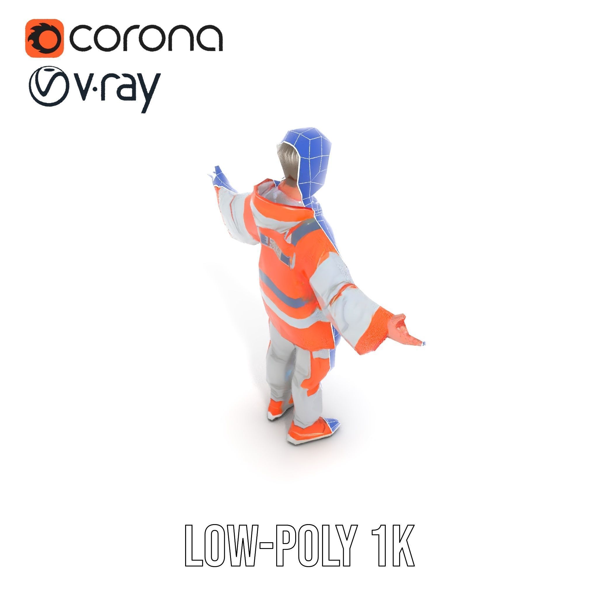 D Character Model Rigged and Animated Short Haired Explorer Low-poly 3D model_11