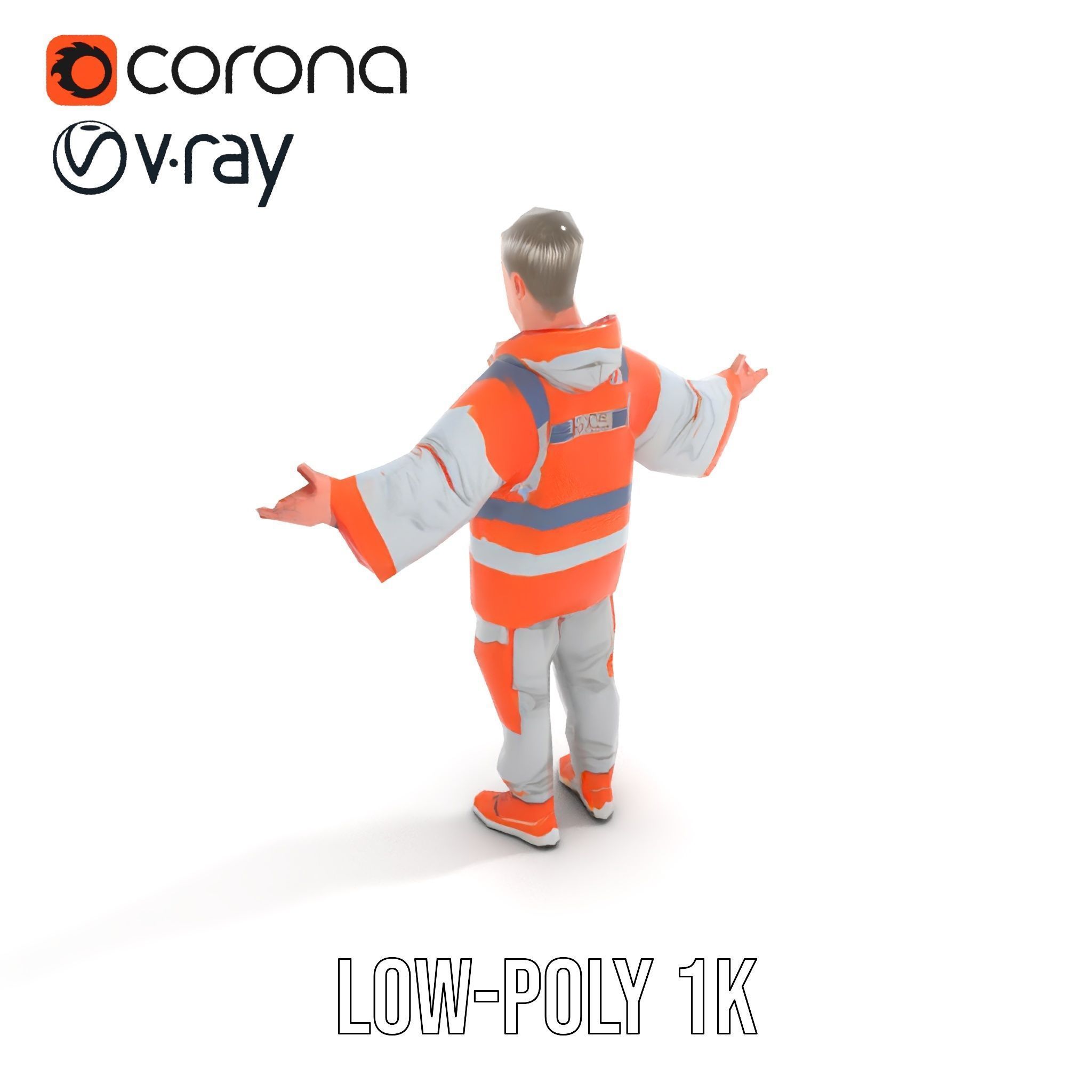 D Character Model Rigged and Animated Short Haired Explorer Low-poly 3D model_20