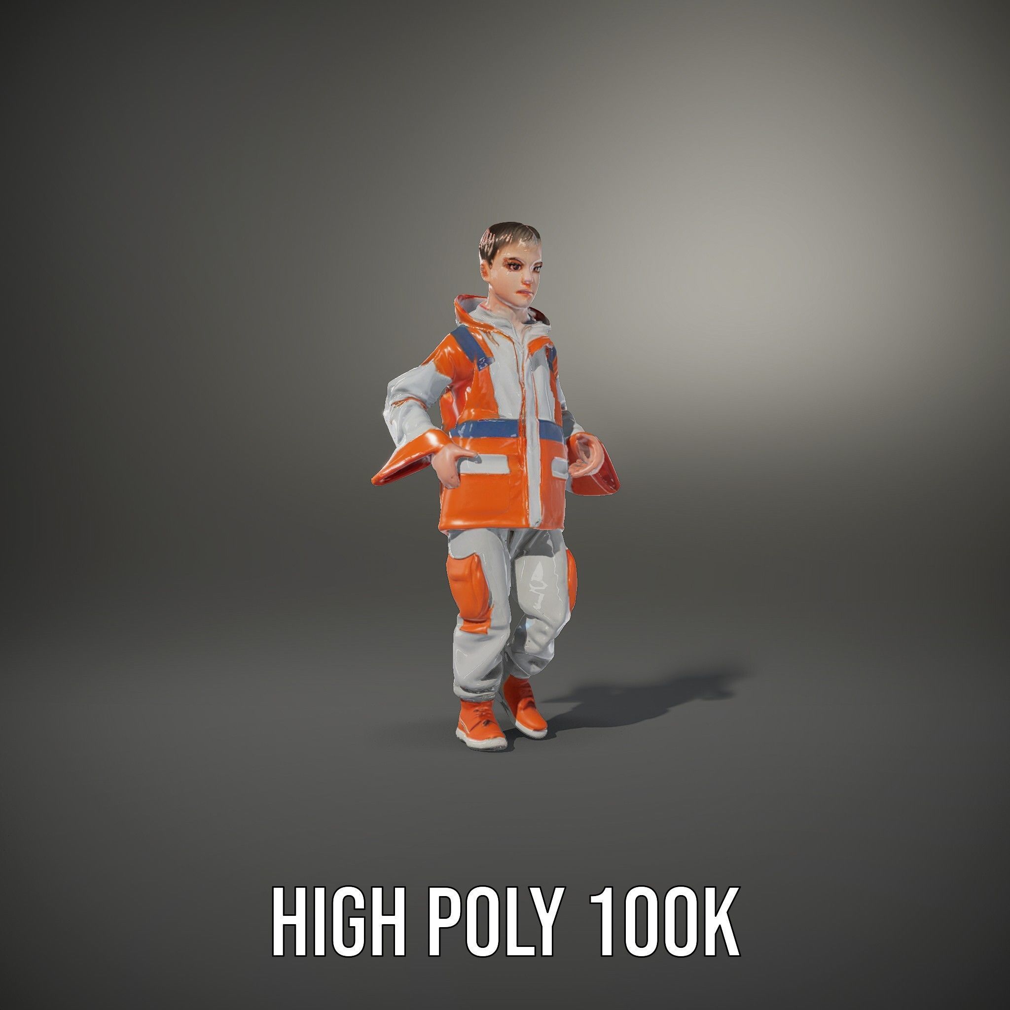 D Character Model Rigged and Animated Short Haired Explorer Low-poly 3D model_35