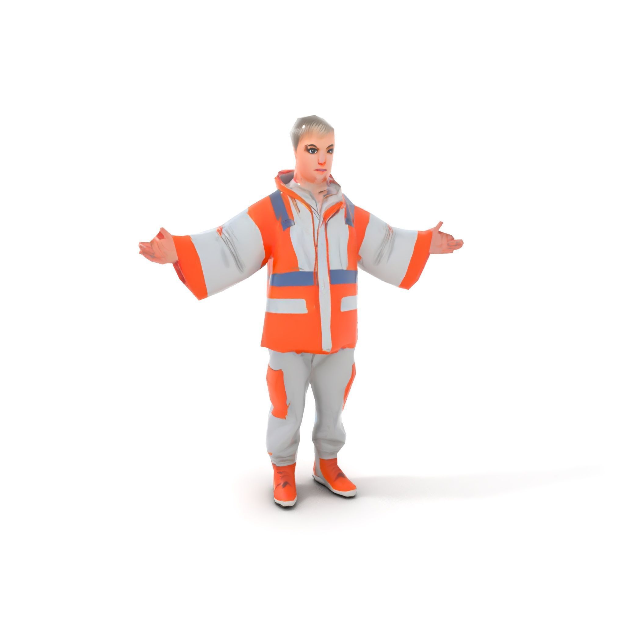 D Character Model Rigged and Animated Short Haired Explorer Low-poly 3D model_9