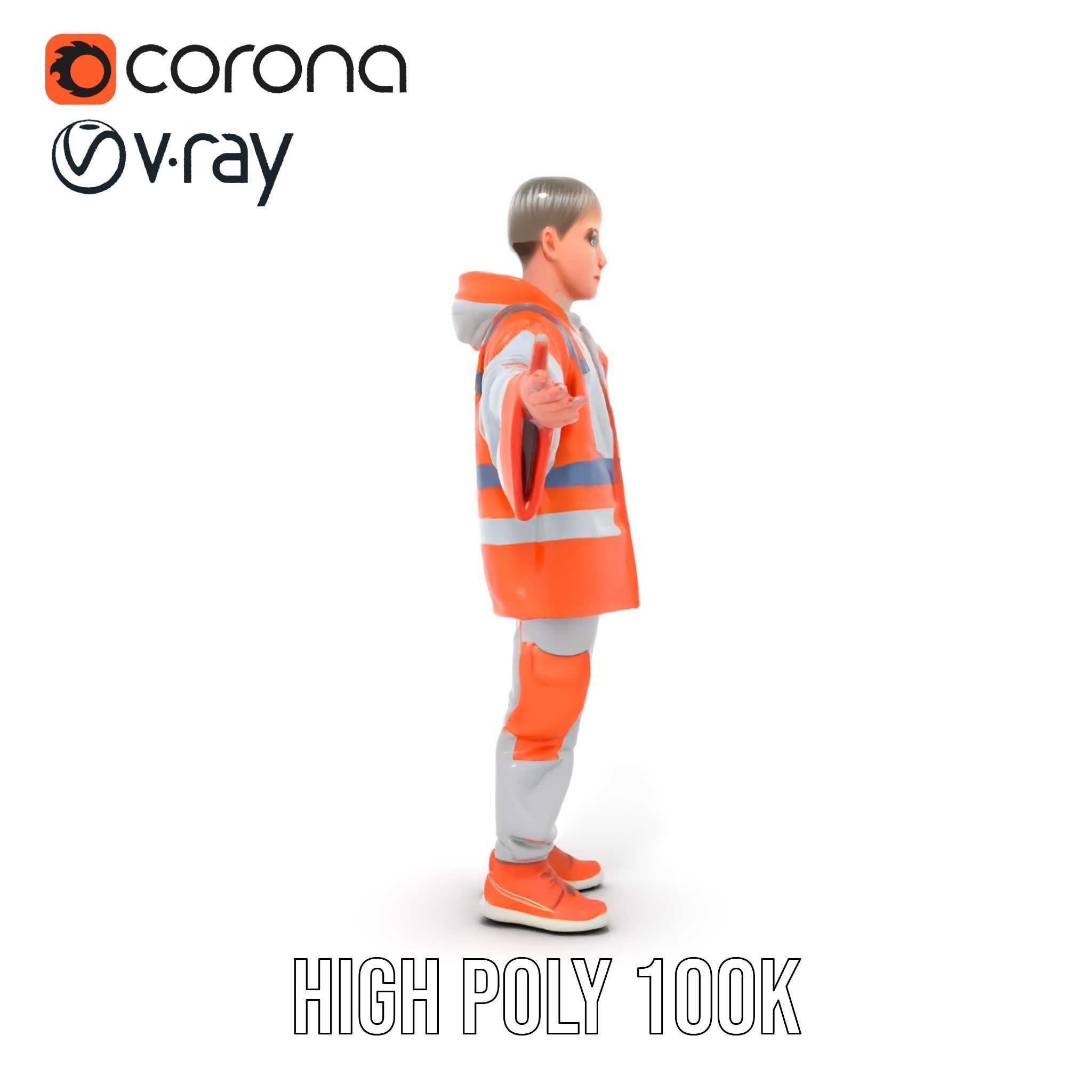 D Character Model Rigged and Animated Short Haired Explorer Low-poly 3D model_15