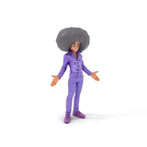 Stylish Afro Hair Character in Purple Suit Rigged and Animated Low-poly 3D model