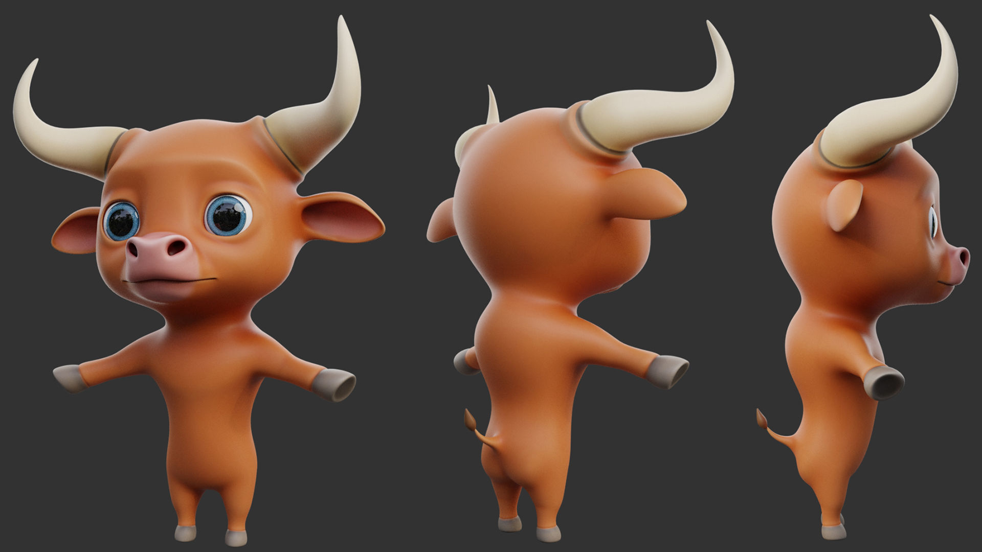 Cartoon Bull II Low-poly 3D model_4