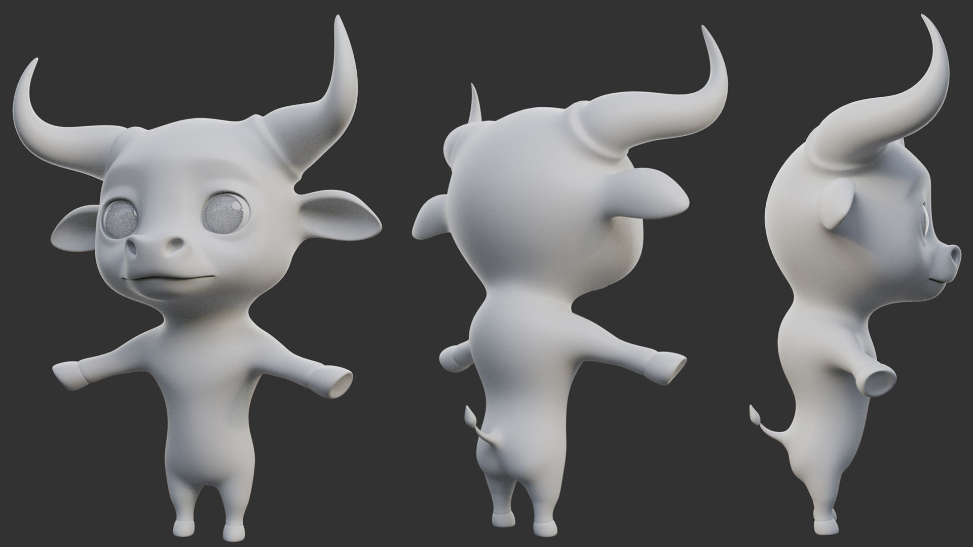Cartoon Bull II Low-poly 3D model_5