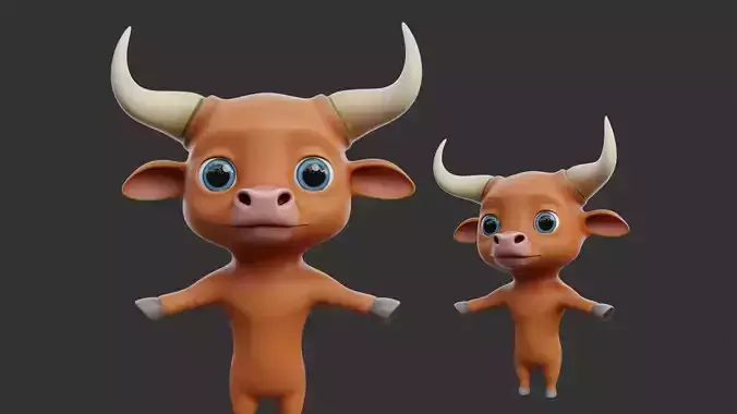 Cartoon Bull II Low-poly 3D model
