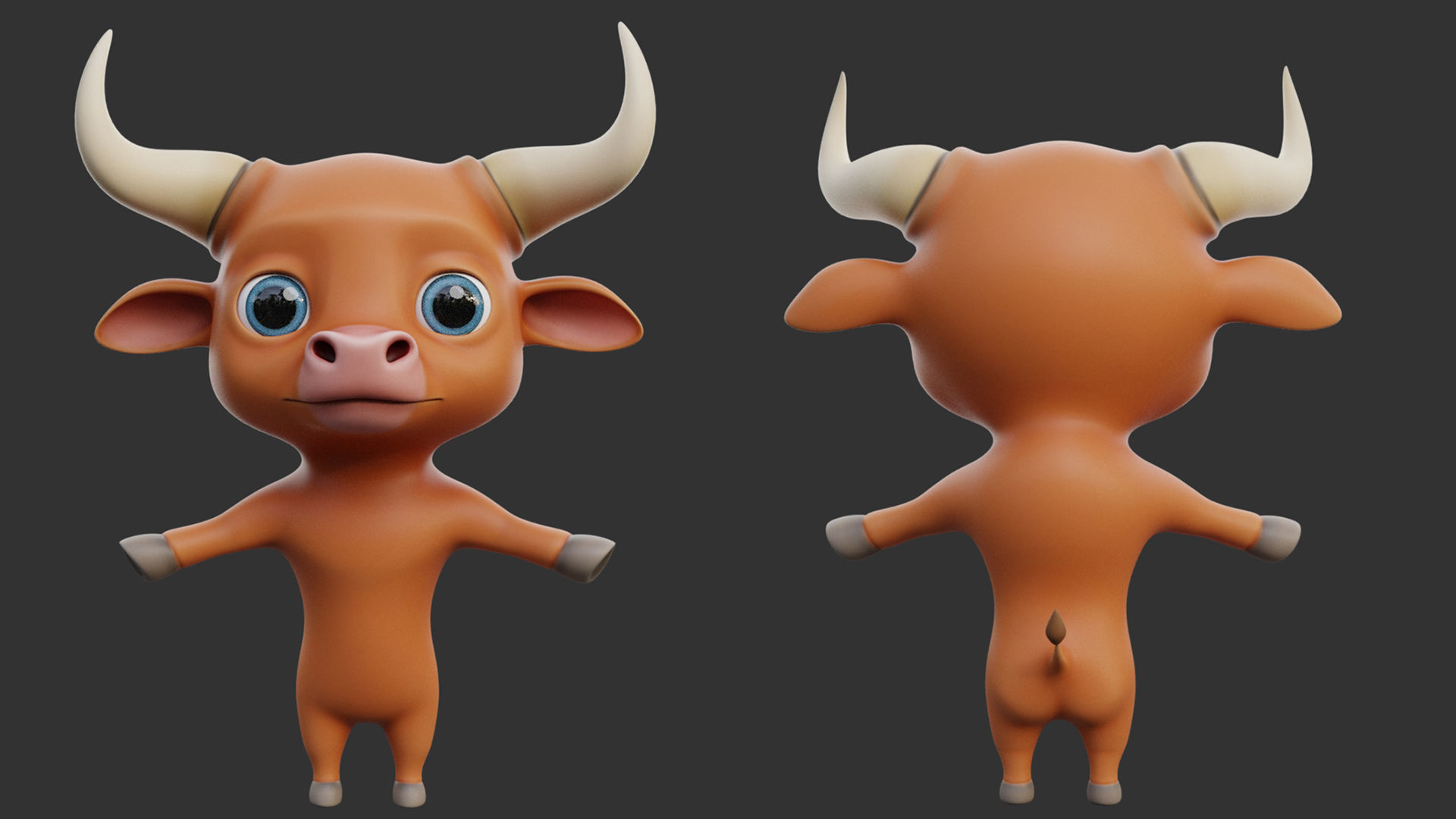 Cartoon Bull II Low-poly 3D model_1