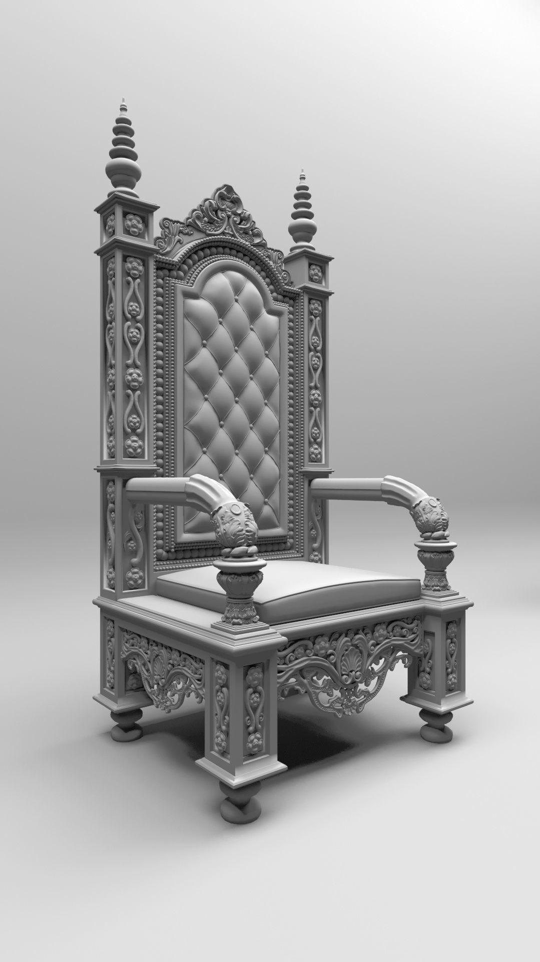 Royal Thron Chair 3D model_3