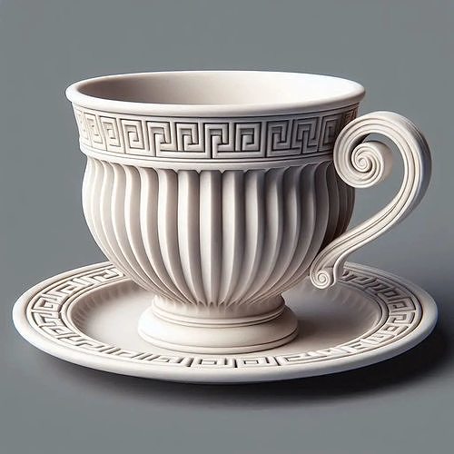 Marble Column Teacup and Saucer 3D print model