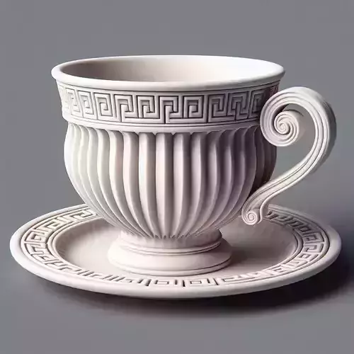 Marble Column Teacup and Saucer