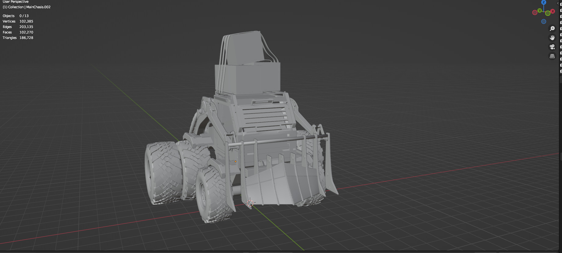 Industrial Machinery Vehicle - Pack Of 4 - Untextured 3D model_59