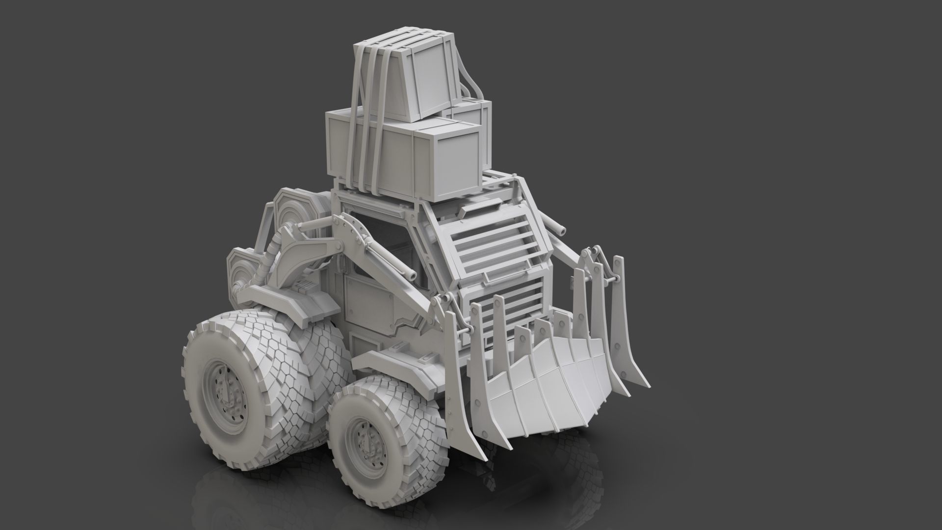 Industrial Machinery Vehicle - Pack Of 4 - Untextured 3D model_48