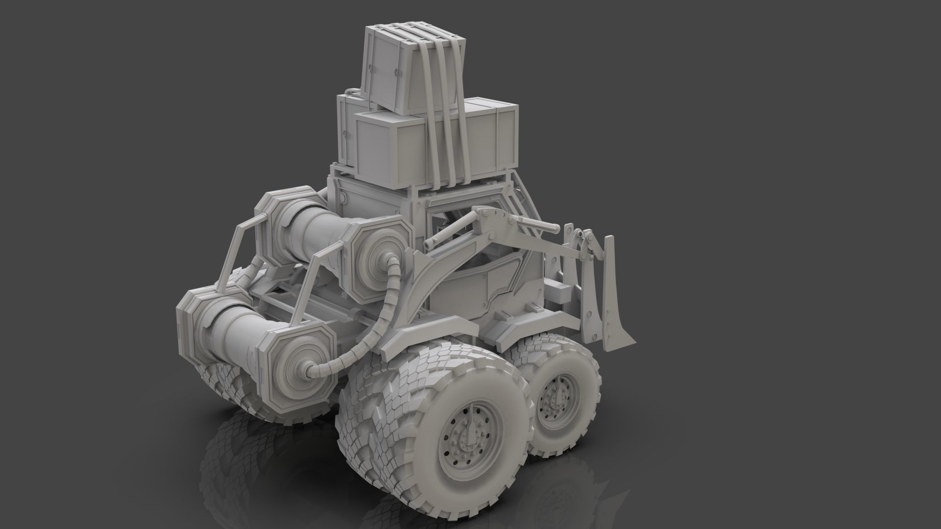 Industrial Machinery Vehicle - Pack Of 4 - Untextured 3D model_49