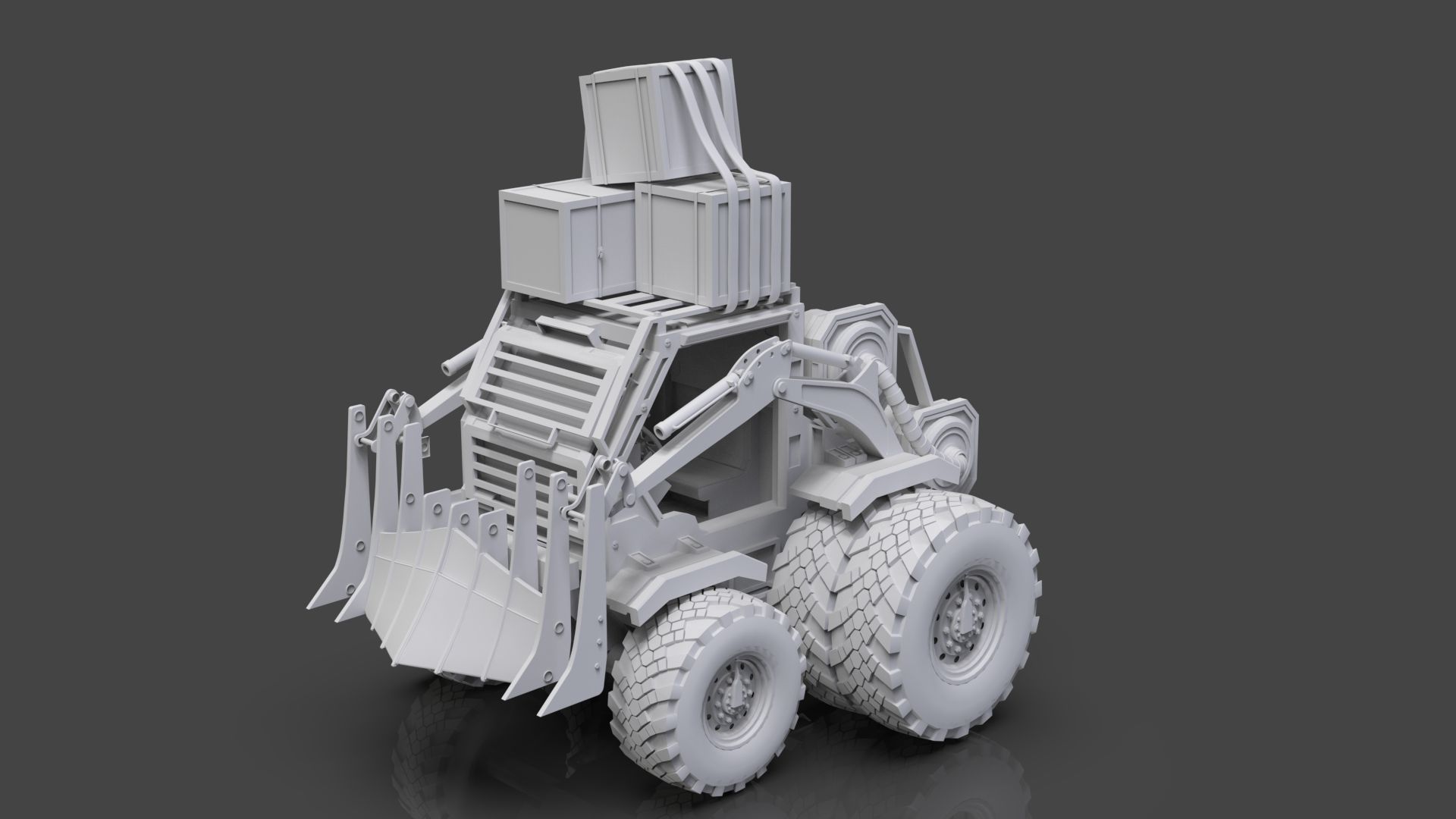 Industrial Machinery Vehicle - Pack Of 4 - Untextured 3D model_47