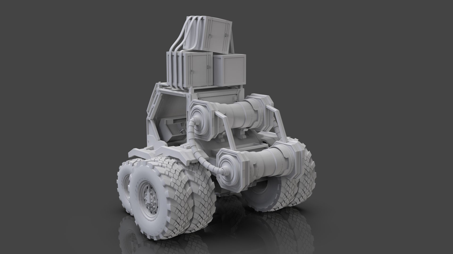 Industrial Machinery Vehicle - Pack Of 4 - Untextured 3D model_16