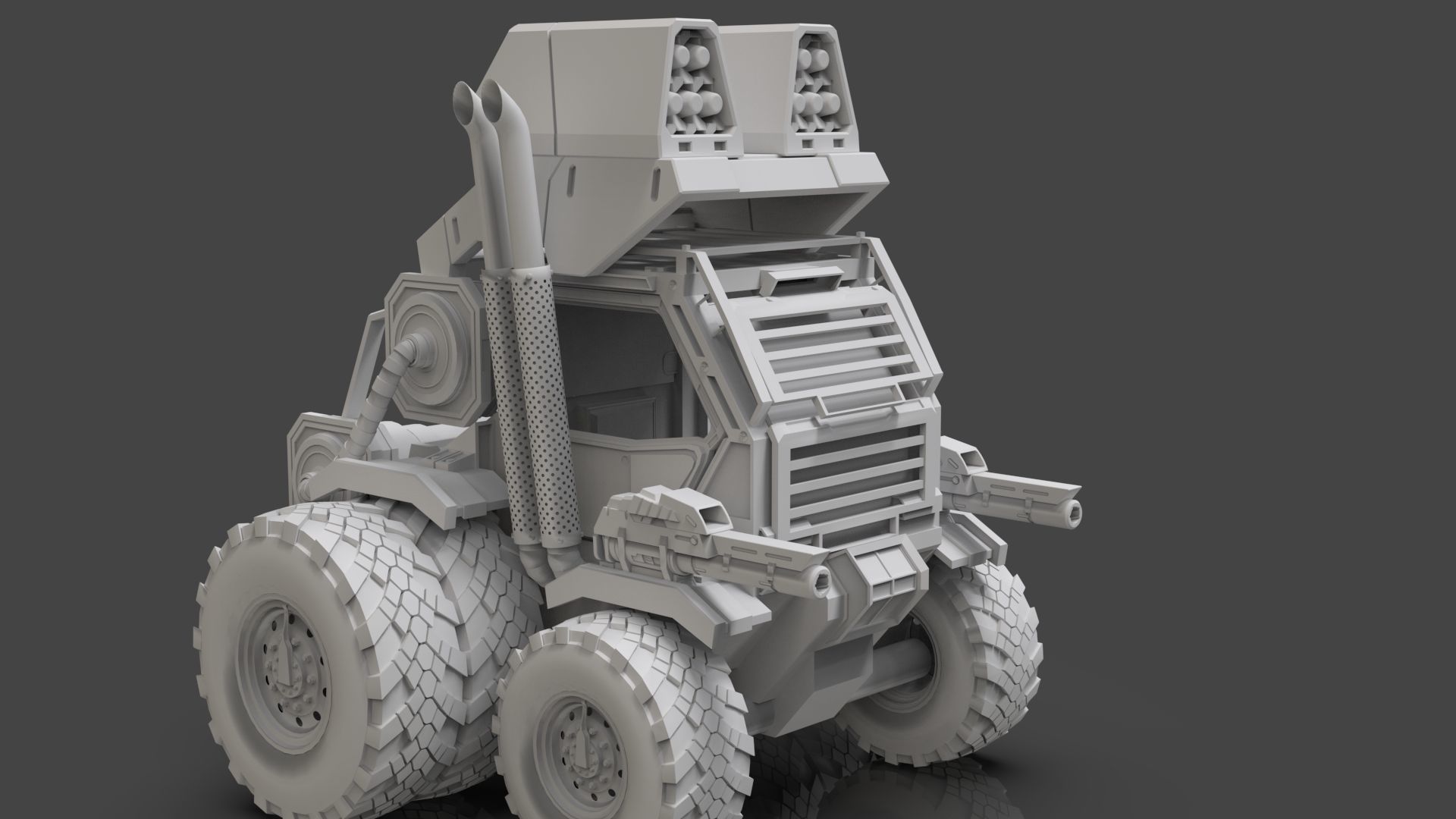 Industrial Machinery Vehicle - Pack Of 4 - Untextured 3D model_82