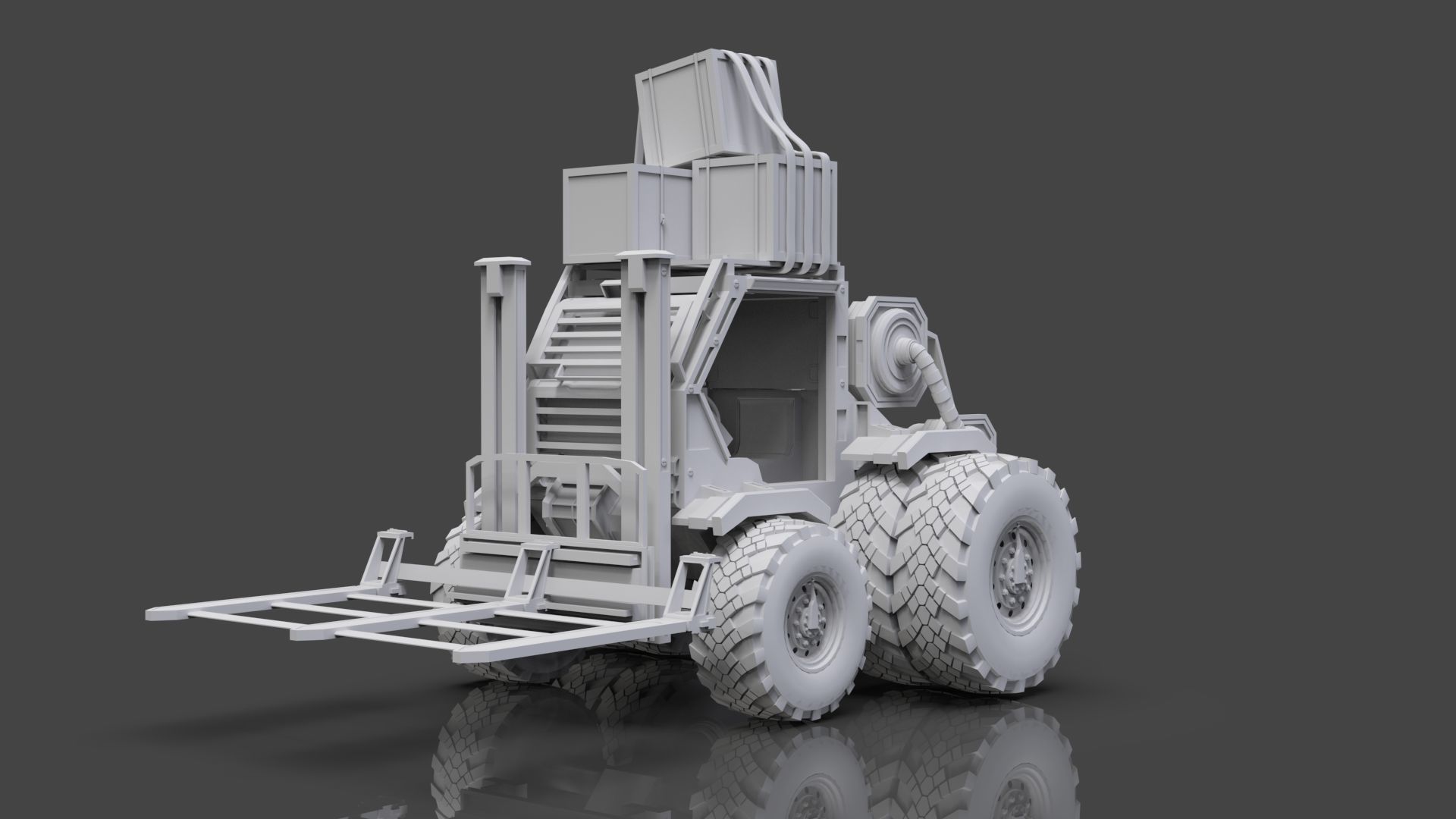 Industrial Machinery Vehicle - Pack Of 4 - Untextured 3D model_9