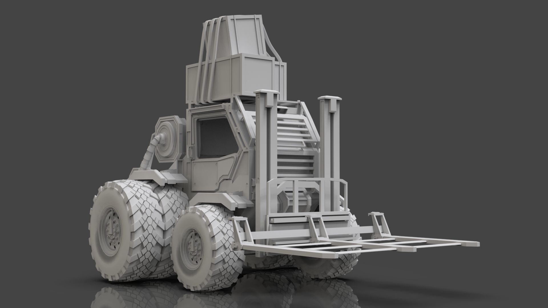 Industrial Machinery Vehicle - Pack Of 4 - Untextured 3D model_10