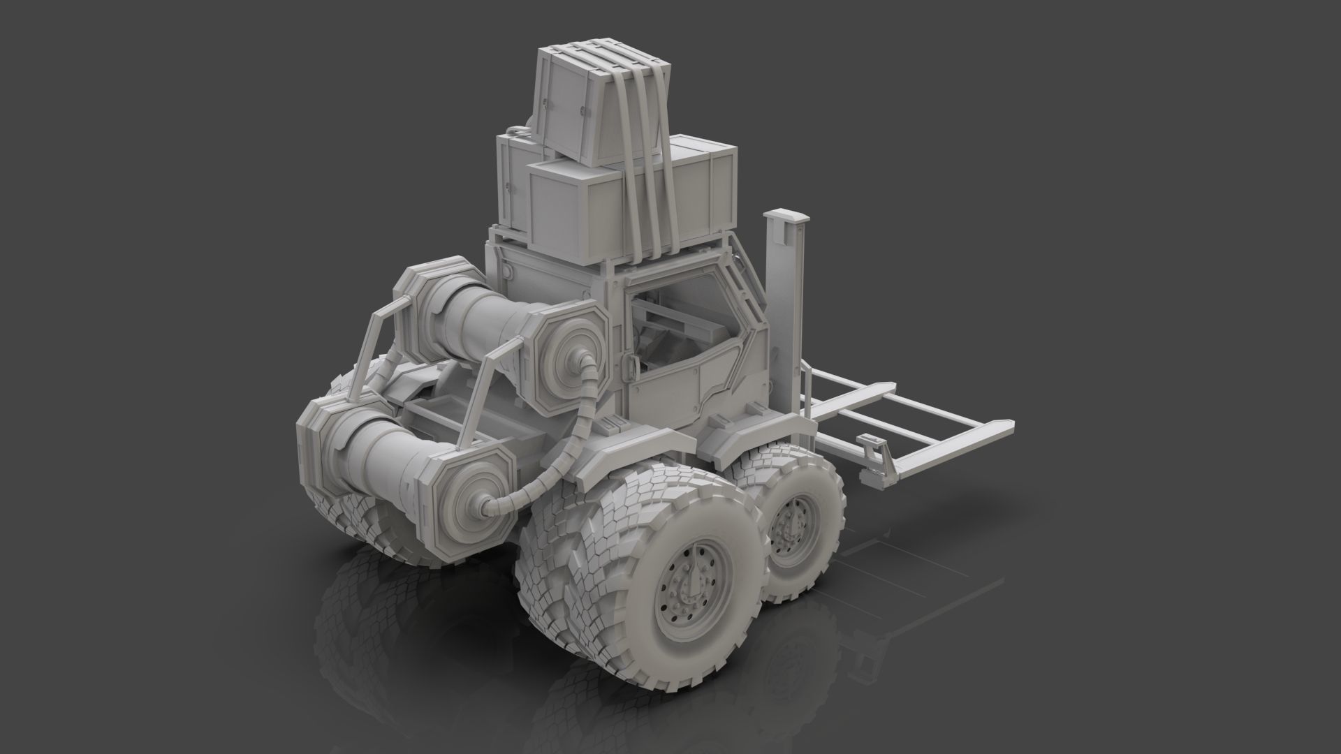 Industrial Machinery Vehicle - Pack Of 4 - Untextured 3D model_12