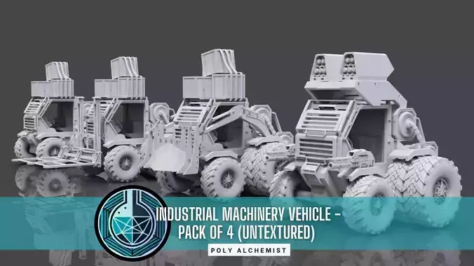 Industrial Machinery Vehicle - Pack Of 4 - Untextured 3D model