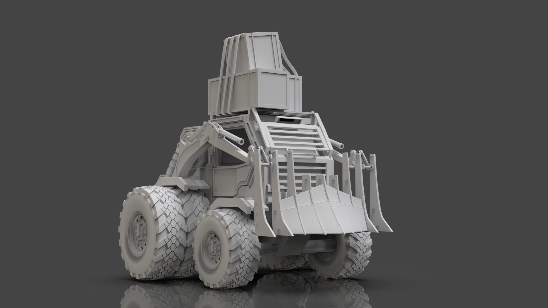 Industrial Machinery Vehicle - Pack Of 4 - Untextured 3D model_46