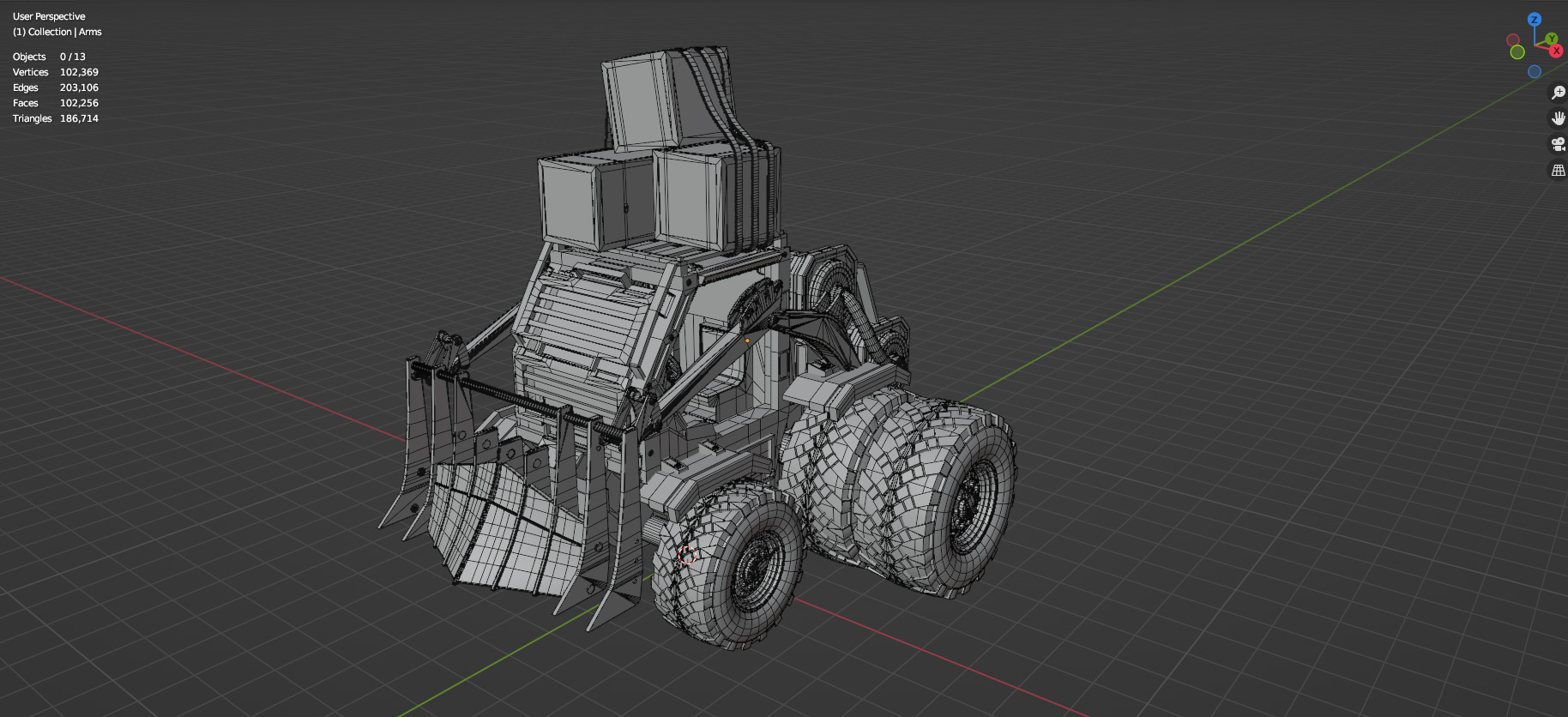 Industrial Machinery Vehicle - Pack Of 4 - Untextured 3D model_76