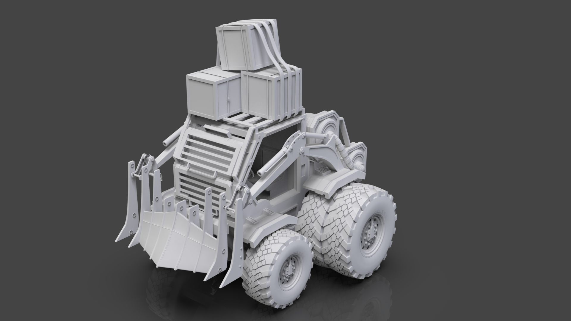 Industrial Machinery Vehicle - Pack Of 4 - Untextured 3D model_45