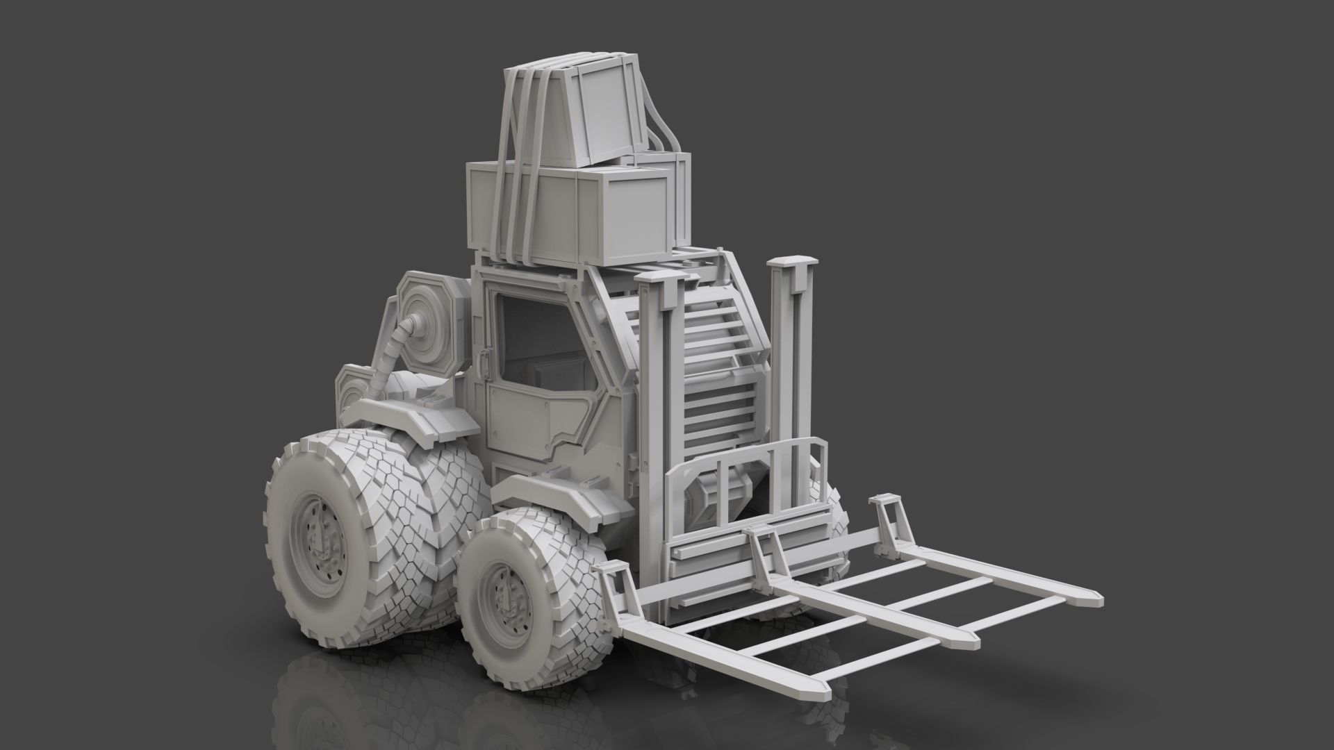 Industrial Machinery Vehicle - Pack Of 4 - Untextured 3D model_7
