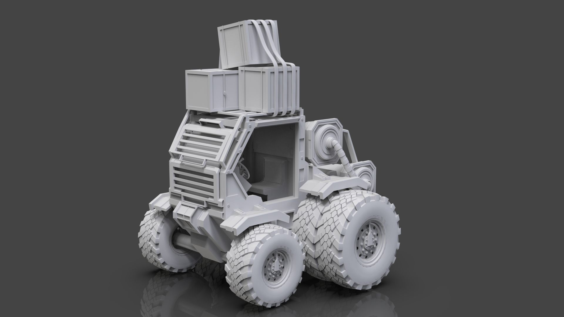 Industrial Machinery Vehicle - Pack Of 4 - Untextured 3D model_15