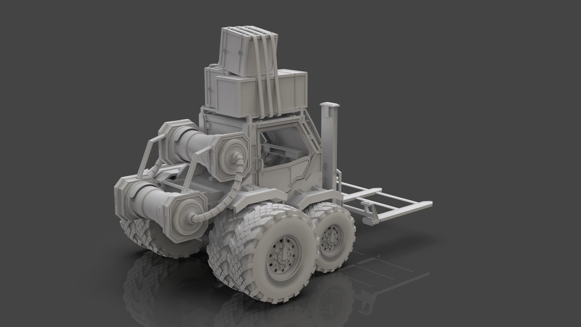 Industrial Machinery Vehicle - Pack Of 4 - Untextured 3D model_11