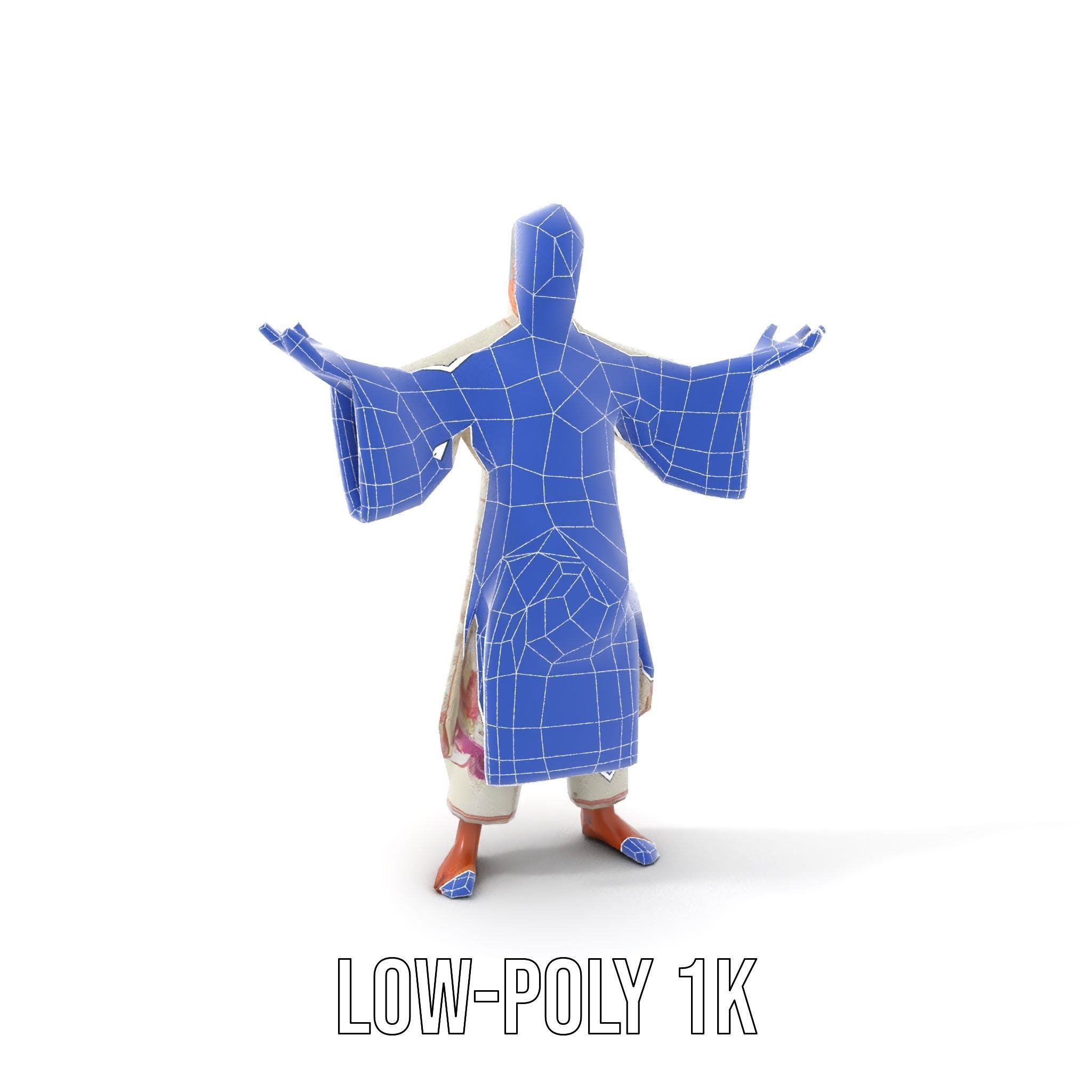 Tranquil Monk Rigged and Animated D Character Model Low-poly 3D model_7