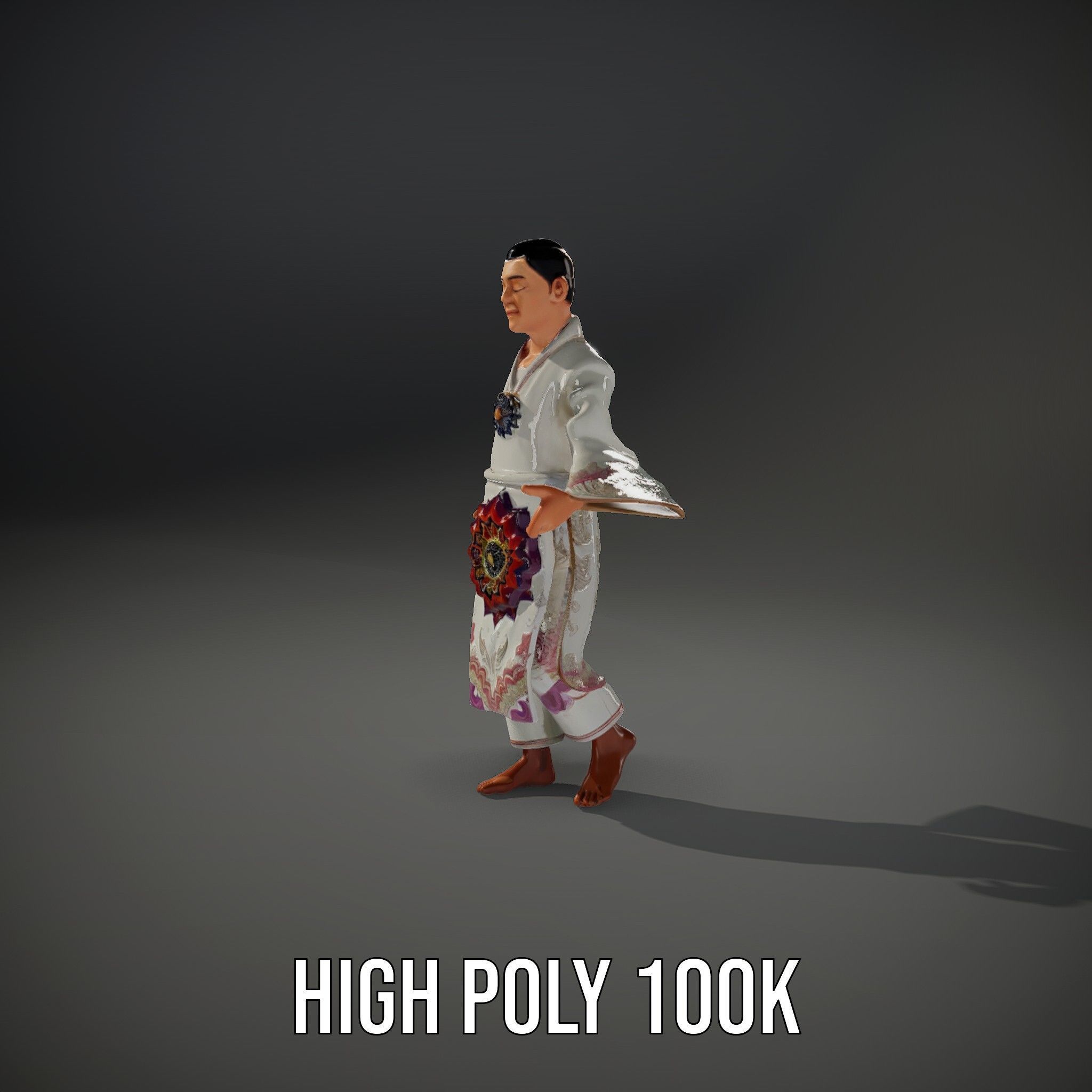 Tranquil Monk Rigged and Animated D Character Model Low-poly 3D model_14