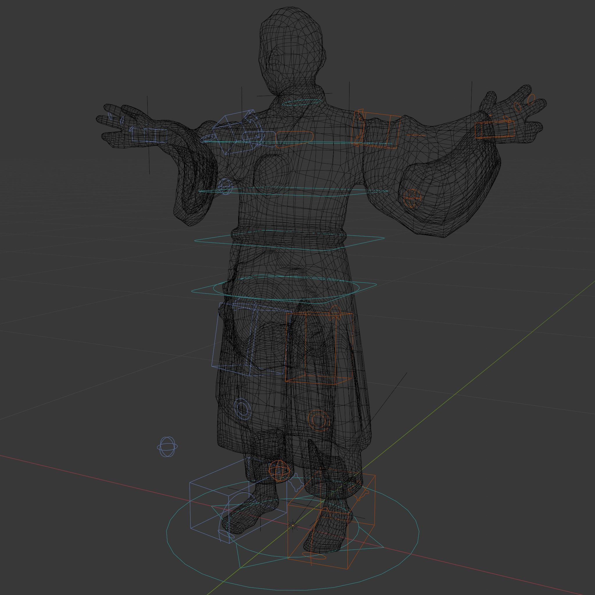 Tranquil Monk Rigged and Animated D Character Model Low-poly 3D model_6