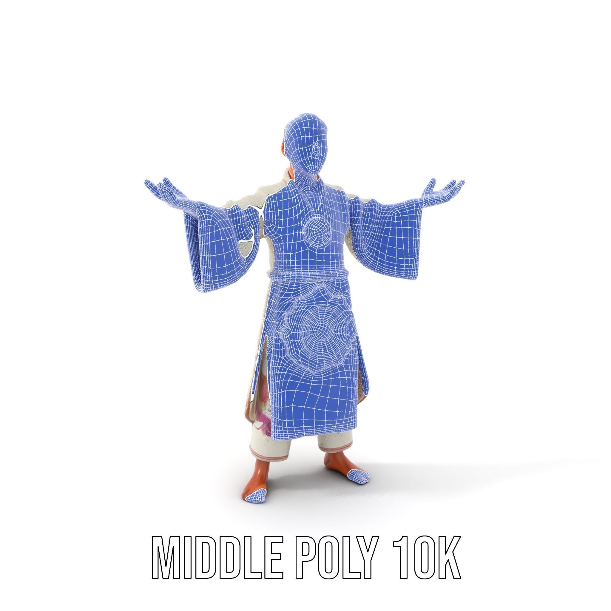 Tranquil Monk Rigged and Animated D Character Model Low-poly 3D model_24