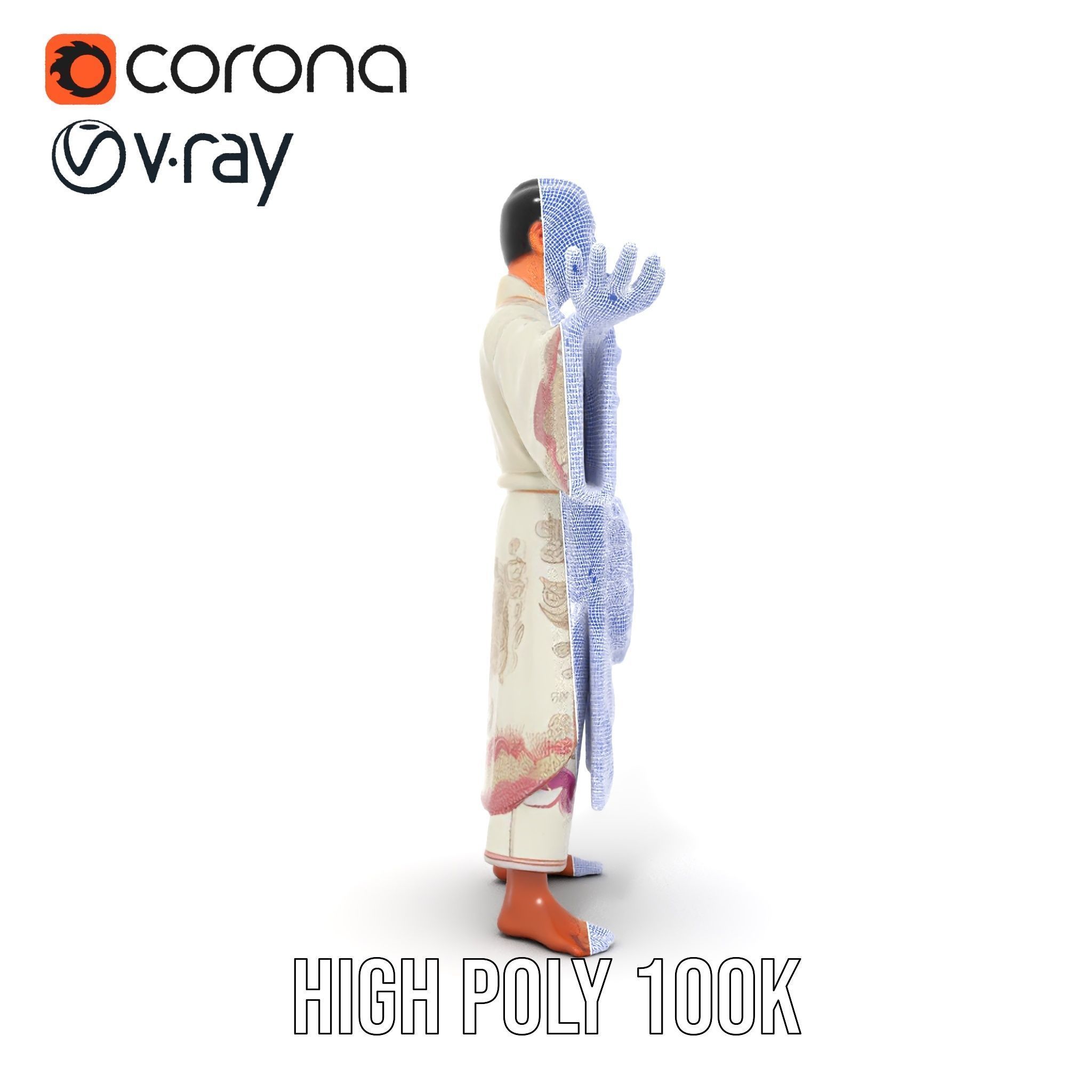 Tranquil Monk Rigged and Animated D Character Model Low-poly 3D model_31