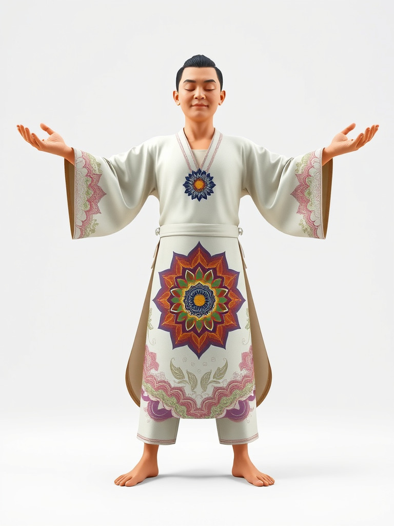 Tranquil Monk Rigged and Animated D Character Model Low-poly 3D model_2