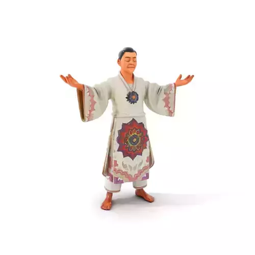 Tranquil Monk Rigged and Animated D Character Model