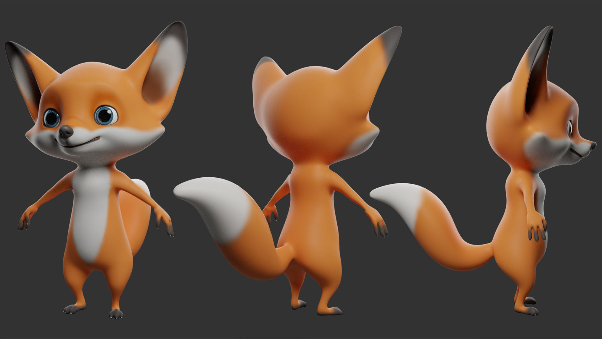 Fox Cartoon  Low-poly 3D model_4