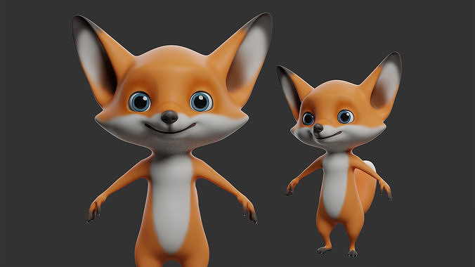 Fox Cartoon  Low-poly 3D model