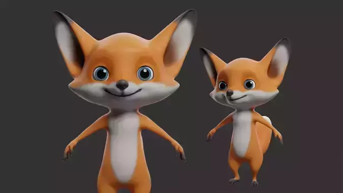 Fox Cartoon  Low-poly 3D model