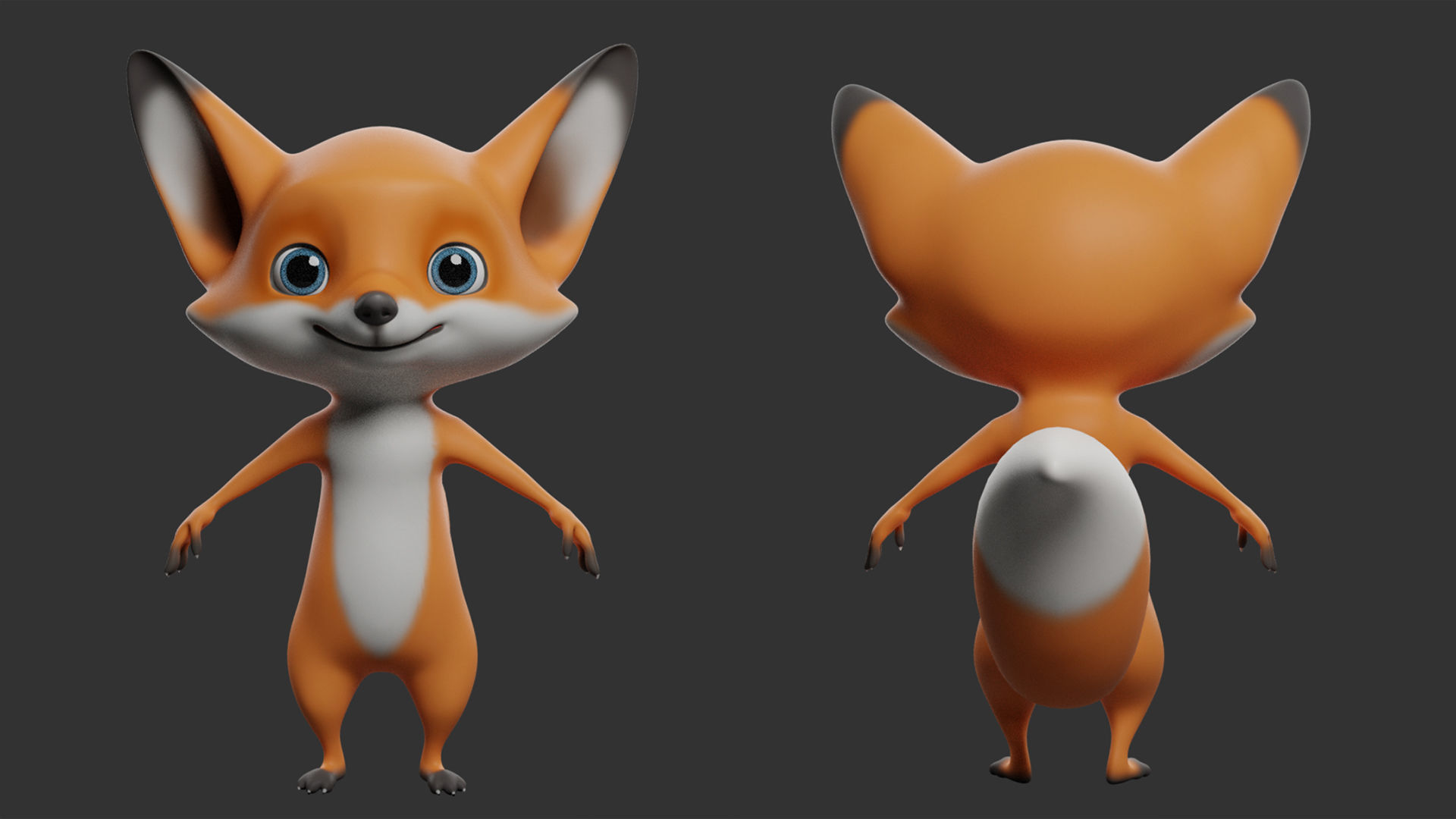 Fox Cartoon  Low-poly 3D model_1