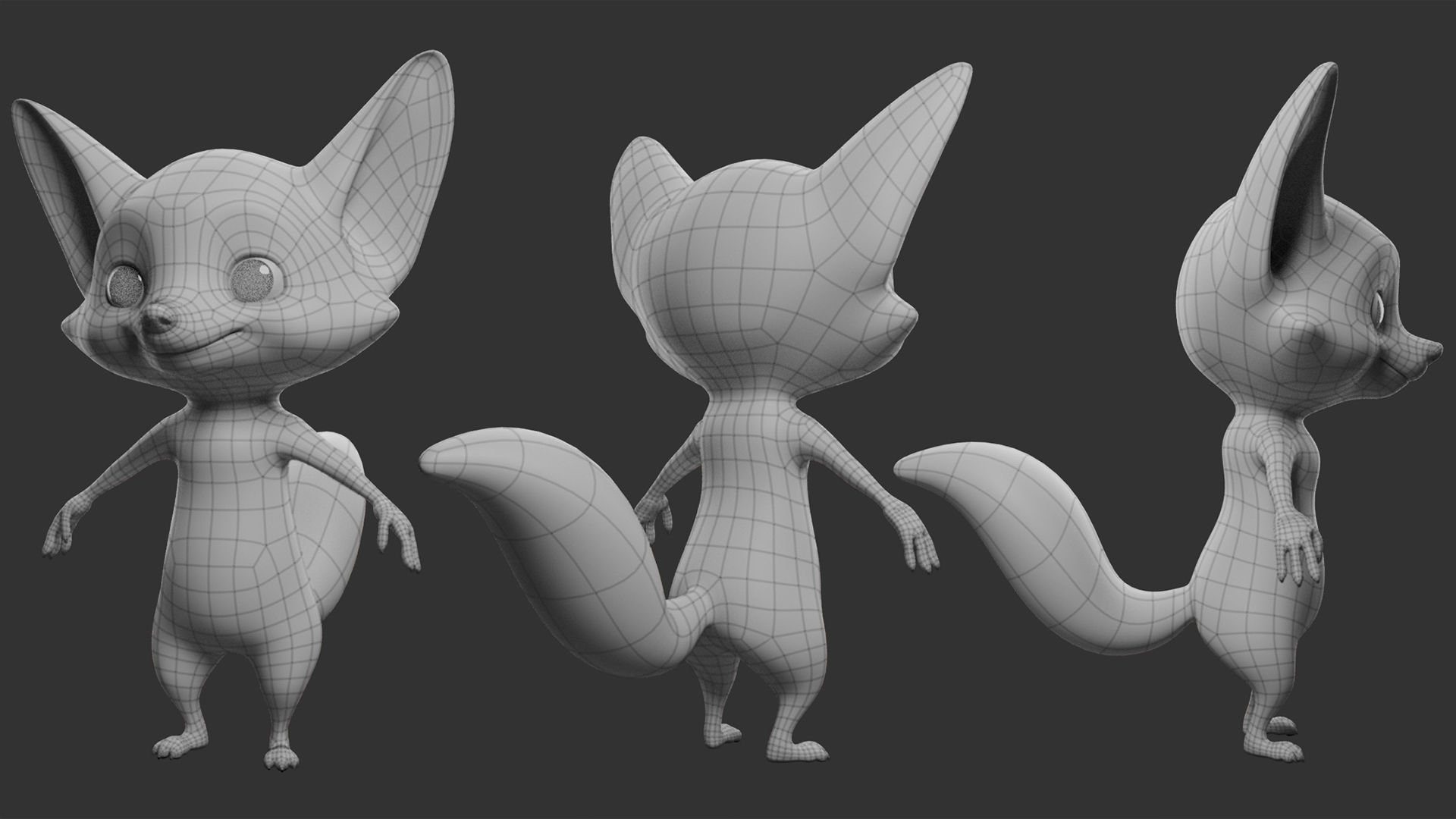 Fox Cartoon  Low-poly 3D model_6