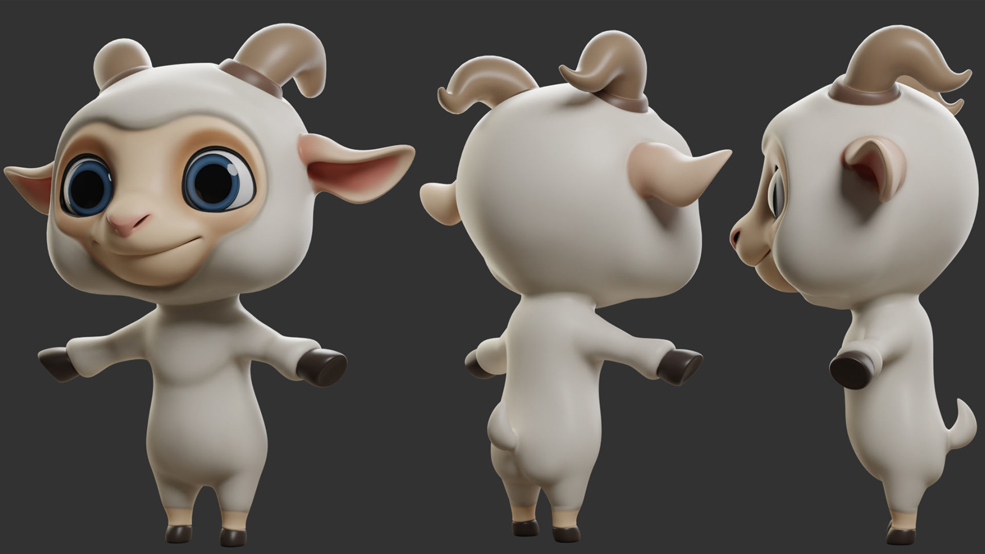 10 Domestic  Animals Cartoon 3D Model Collection_26